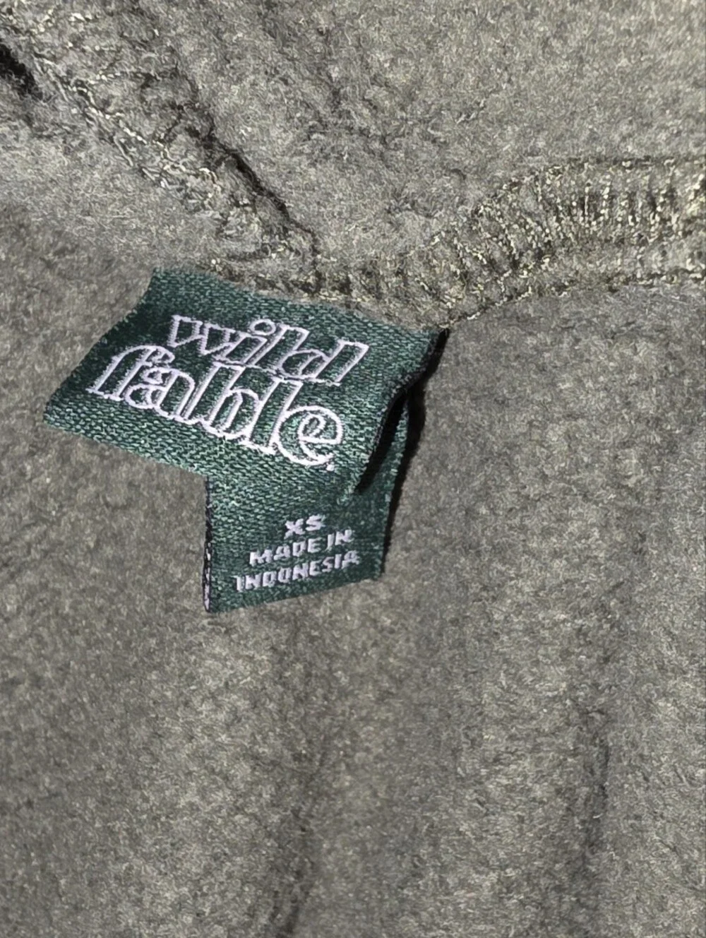 wild fable Olive Green Cropped Hoodie with White Drawstrings - Picture 3 of 5